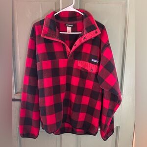Patagonia Red and Black Checkered Synchilla Fleece Pullover